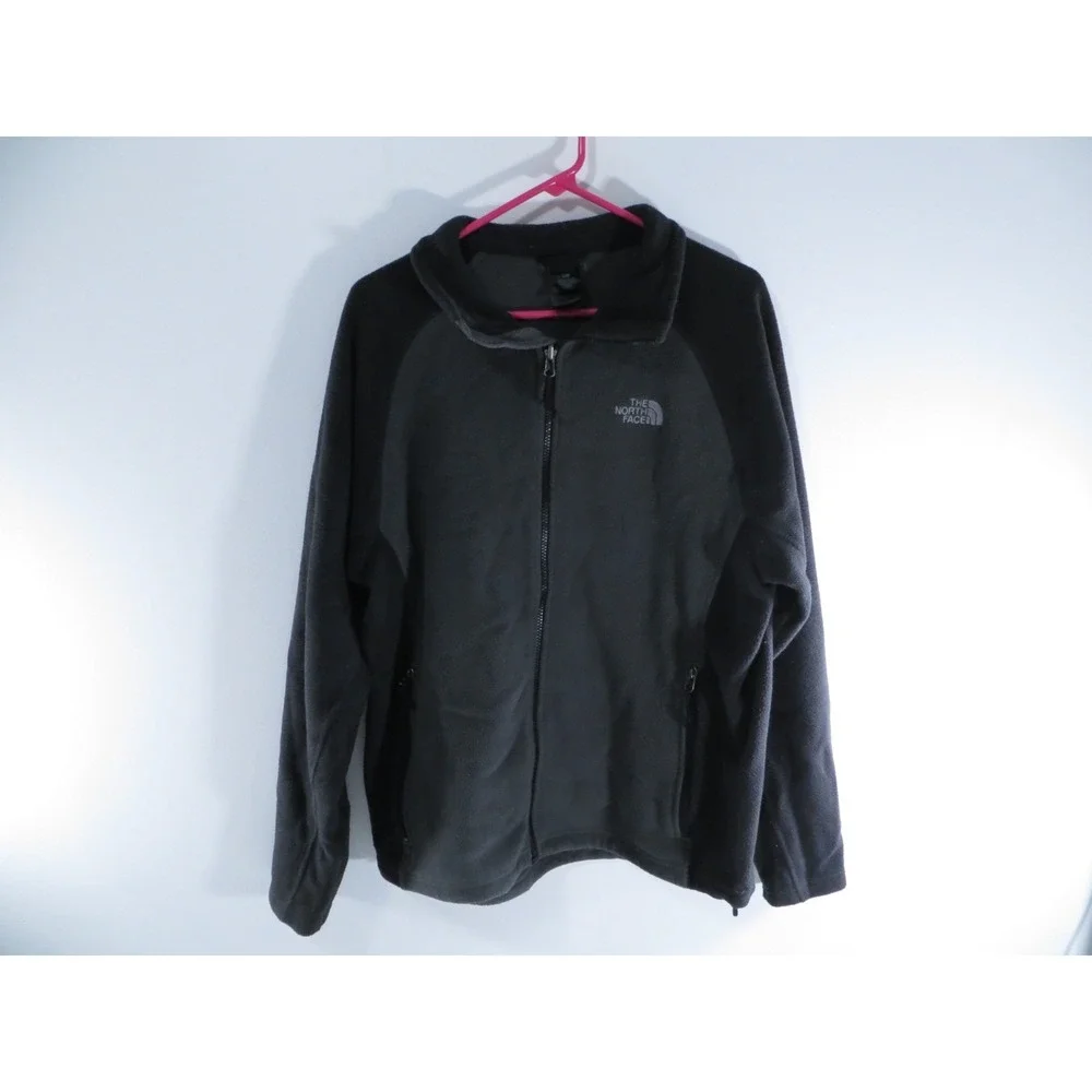 The North Face Mens Full Zip Black Gray Fleece‎ Long Sleeve Jacket Size Large